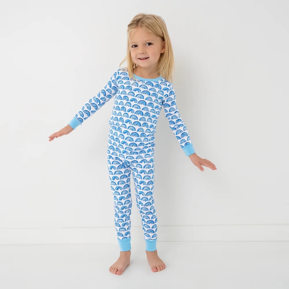 Little Sleepies Blue Rainbows Two-Piece Pajama Set girls kids toddler 5/6